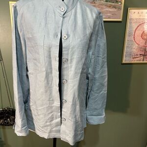 Evan Picone Blue Linen Long Sleeve Womens size M ❤️‍🔥